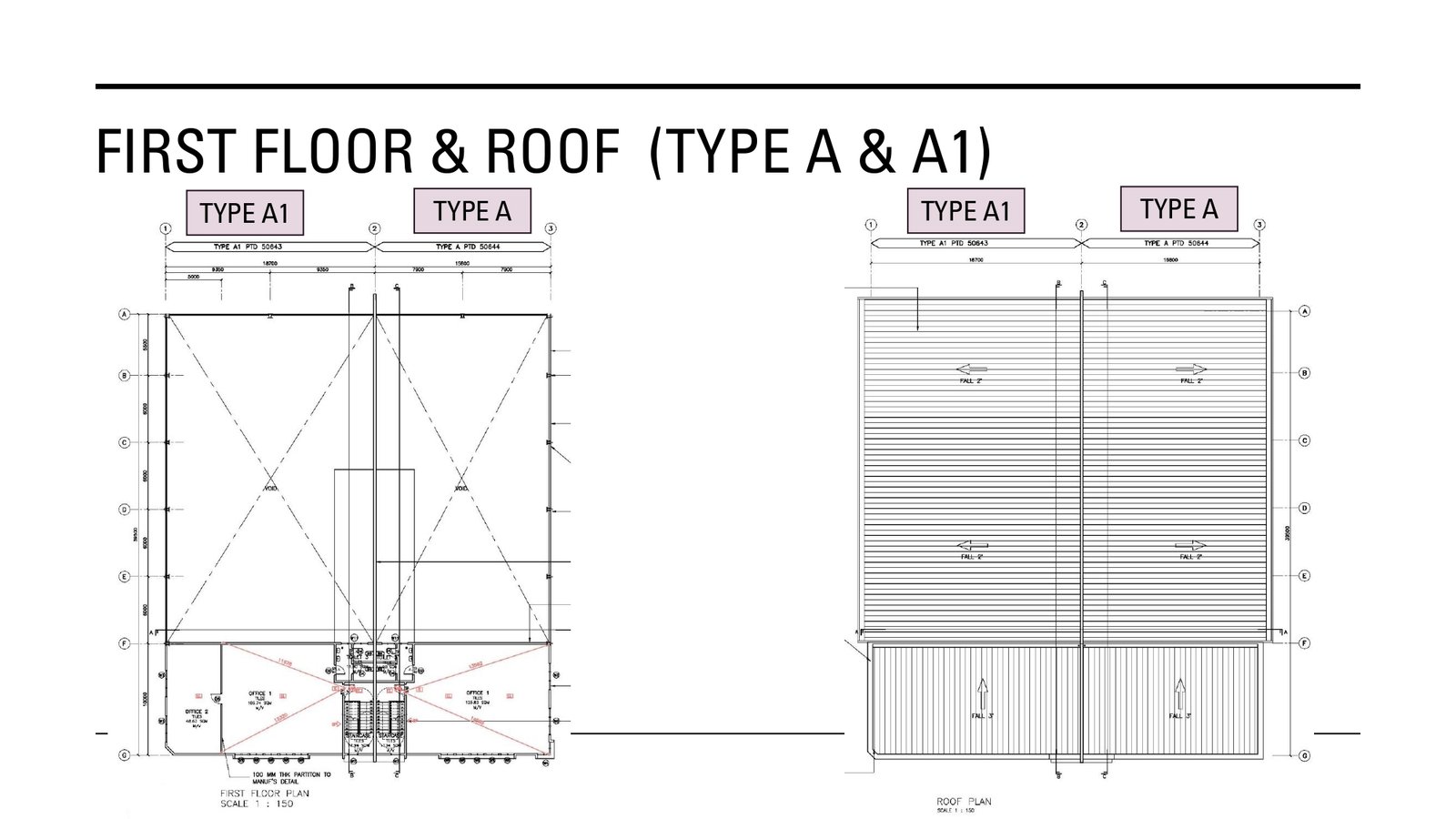Type A & A1 一楼及屋顶平面图